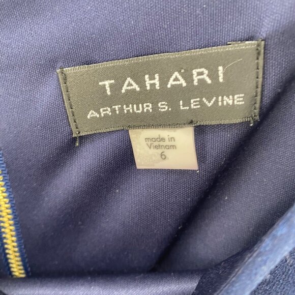 Tahari Dress Womens 6 Blue Multi Floral Shift Short Sleeve Stretch Career Work - Picture 5 of 9